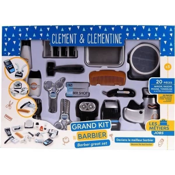 Frisörset - Barberare låtsaslek - CLEMENT CLEMENTINE - Clippers, hårtork, rakhyvlar - från 3 år