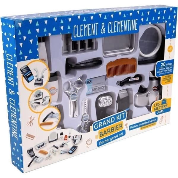 Frisörset - Barberare låtsaslek - CLEMENT CLEMENTINE - Clippers, hårtork, rakhyvlar - från 3 år