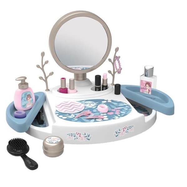 Smoby - My beauty studio - Sminkbord med lutande och avtagbar spegel - 15 dummy-tillbehör - Made in France