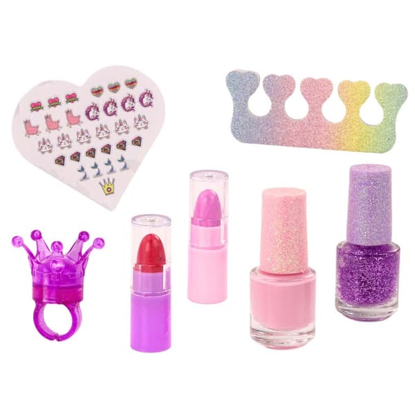 Sminkset för Barn i Plysch Necessär med Kattmotiv | Nagellack, Läppstift & Tillbehör