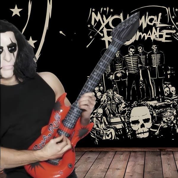 Inbyggd uppblåsbar rock 'n' roll gitarr - Längd: 90 cm