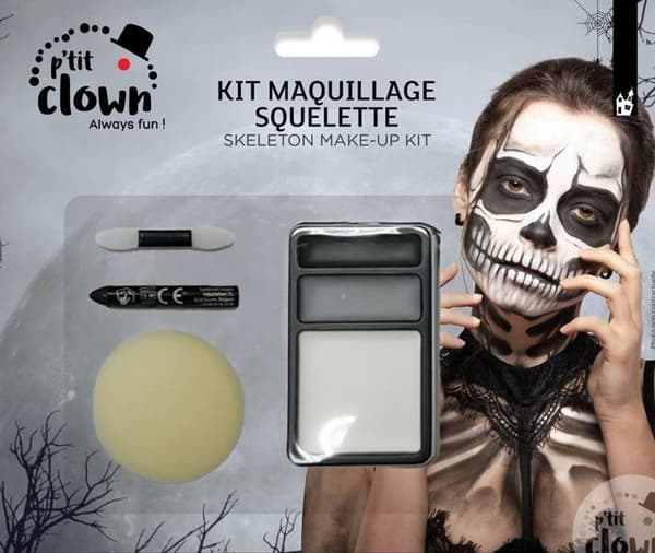P'TIT Clown re23160 - Kit för skelett/zombie smink
