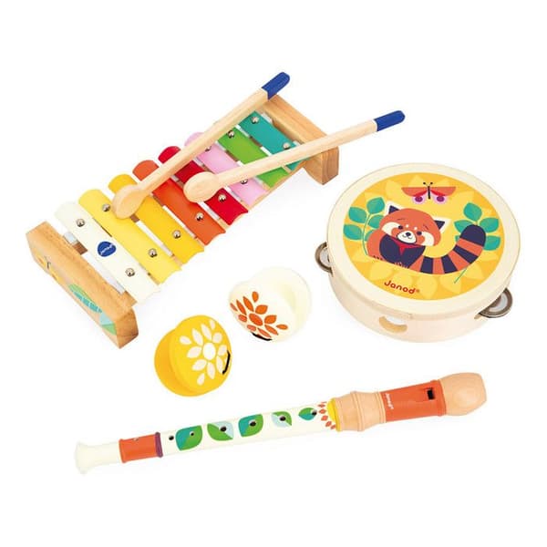 Gioia Musical Set - 4 barnmusikinstrument - Imitationer och musikaliska upplysningsleksaker - FSC träspel - från 18 månader