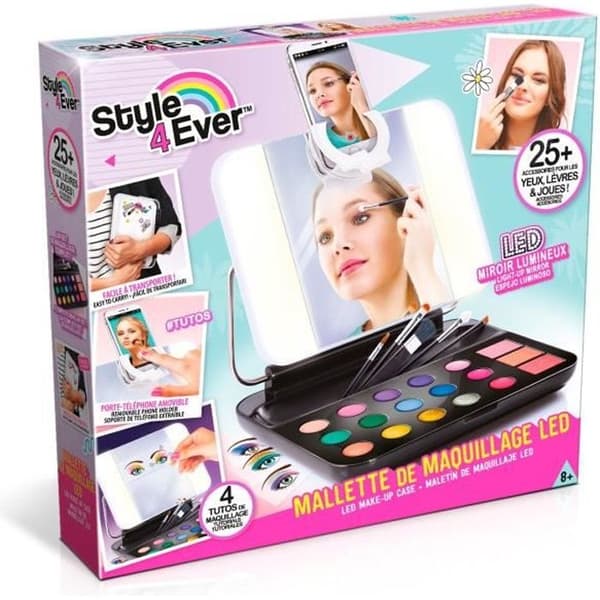 Sminkfodral för barn med LED-spegel och telefonhållare - Style 4 Ever - Canal Toys