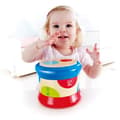 Miniatyrbild 2 av 4: Musikalisk utvecklingsleksak i trä - Babytrumma - HAPE - Röd - Utomhus - 3 x AA
