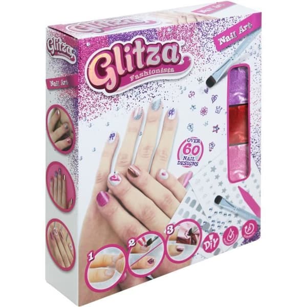 Nail Art Box - GLITZA - Hypoallergena mönster och glitter för att anpassa dina naglar