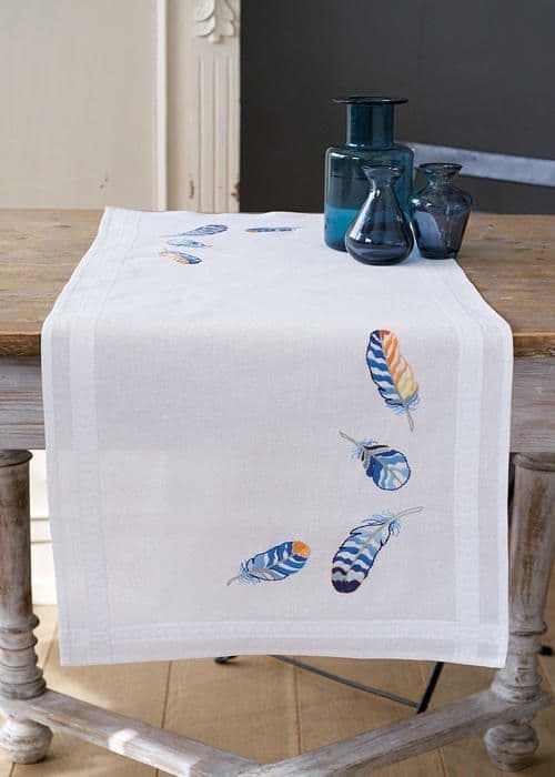 Modespel - sömnad - styling Vervaco - PN-0165882 - Counted Cross Stitch Kit, Bordslöpare, Vit, 40 x 100 cm