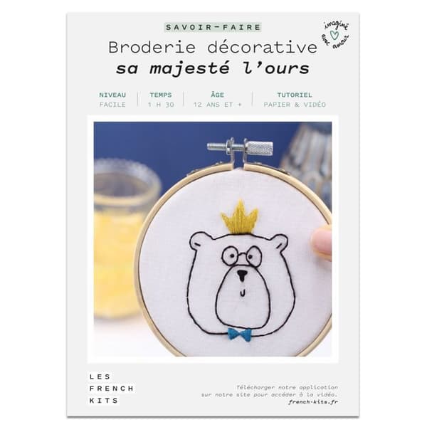 French Kits sy- och broderisats - Sa Majesté L'Ours - Lätt nivå - 7 stycken