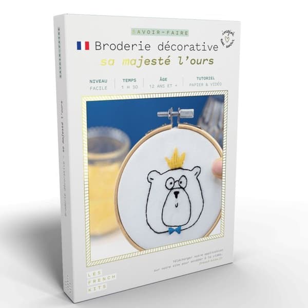 French Kits sy- och broderisats - Sa Majesté L'Ours - Lätt nivå - 7 stycken