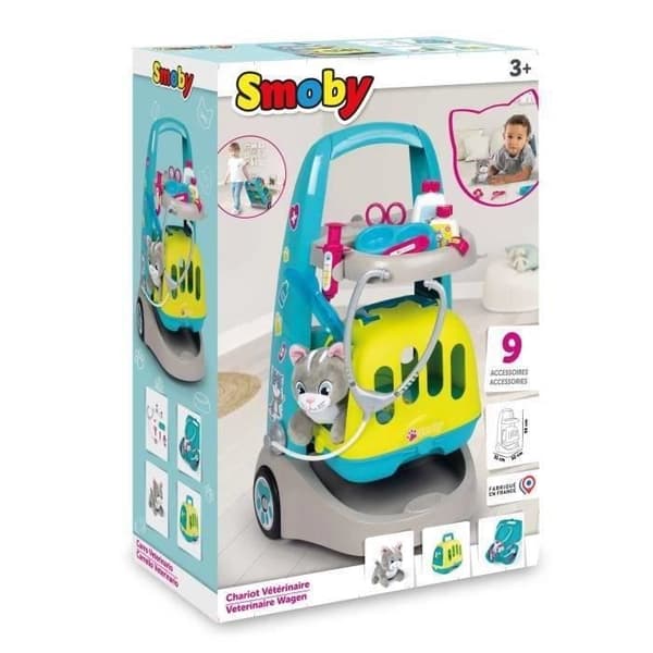 Smoby veterinärvagn - mjukis för kattunge ingår - från 3 år
