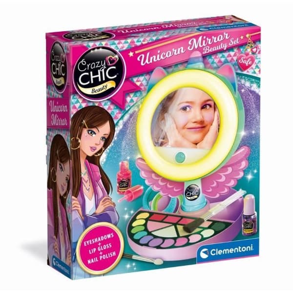 CLEMENTONI - Enhjørning Makeup Spejl - Lysende Ring - Makeup og Hår- og Negletilbehør - Fra 7 År