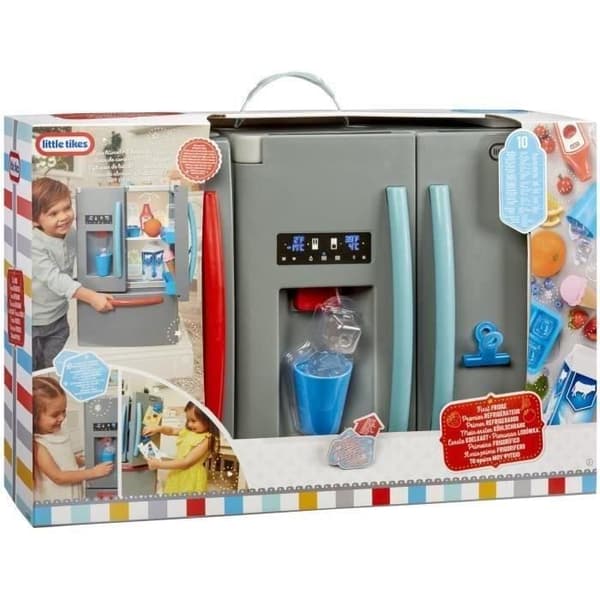 Little Tikes - Mit første køleskab - Imitationsspil - Realistisk isterningdispenser - Realistisk lys og lyd - Mad og drikkevarer