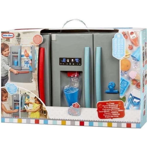 Little Tikes - Mit første køleskab - Imitationsspil - Realistisk isterningdispenser - Realistisk lys og lyd - Mad og drikkevarer