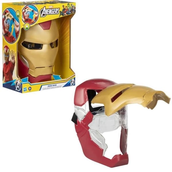 Iron Man -elektroninen naamio liikkuvalla visiirillä ja valotehosteilla. Lapsille, jotka voivat pukeutua suosikkisankareiksi. Alkaen 5-vuotiaasta.