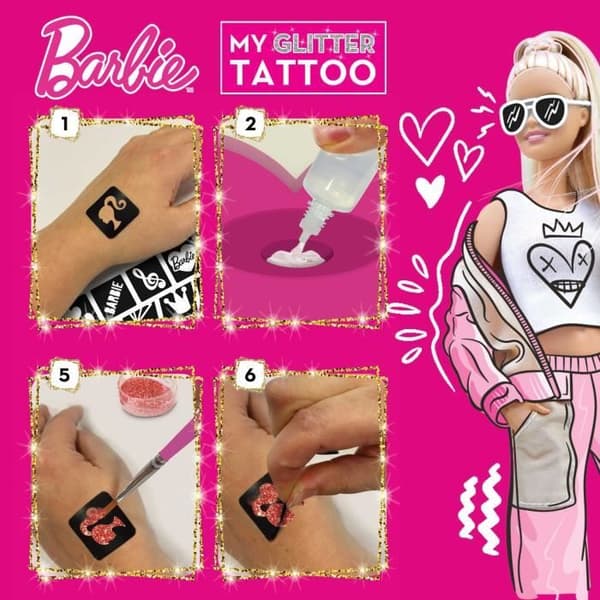 Barbie-tatueringar - LISCIANI - Barbie - Glittertatuering - Glittertatueringar - Säkert och testat material