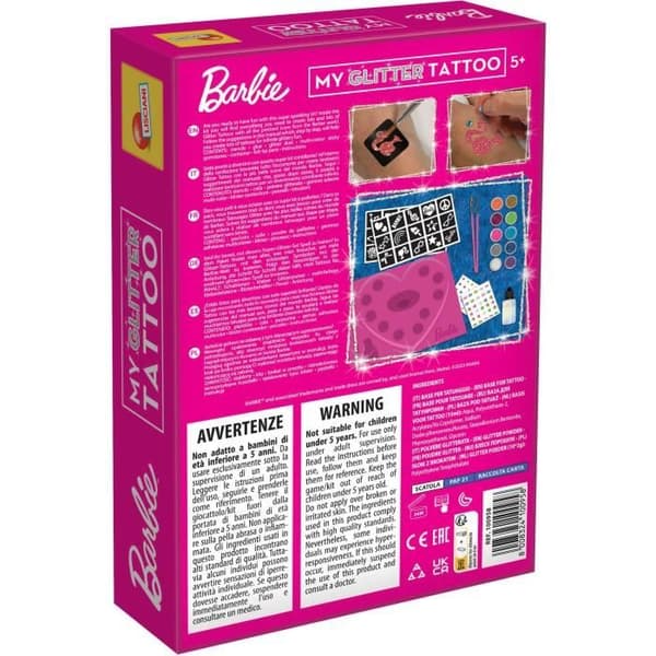 Barbie-tatueringar - LISCIANI - Barbie - Glittertatuering - Glittertatueringar - Säkert och testat material