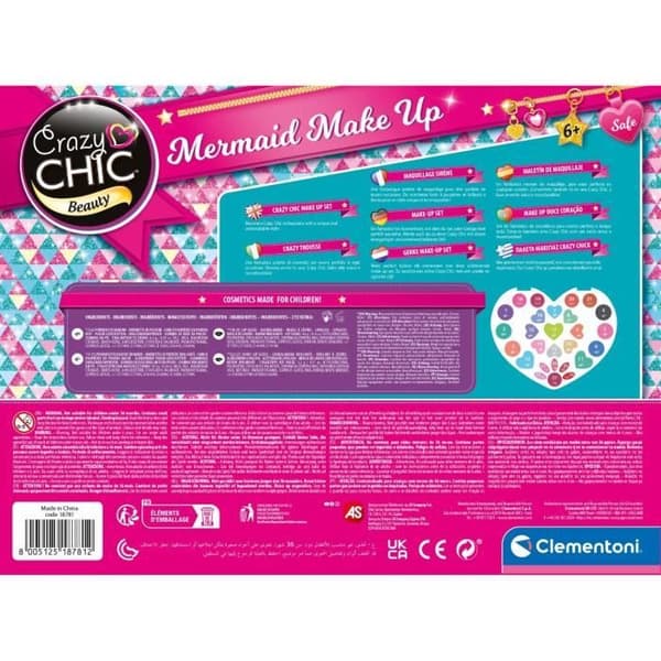 Clementoni - Crazy Chic - Mermaid Makeup - Luomivärit, huulikiillot ja applikaattorit - 6+ vuotiaille