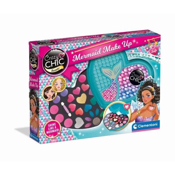 Clementoni - Crazy Chic - Mermaid Makeup - Luomivärit, huulikiillot ja applikaattorit - 6+ vuotiaille