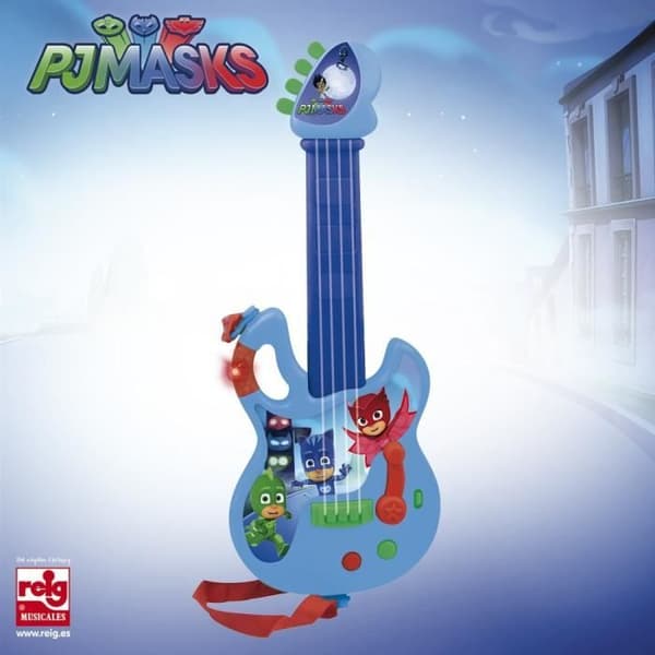 Elektronisk gitarr - PJMASKS - 4 strängar - 6 rytmer - ljud - ljus