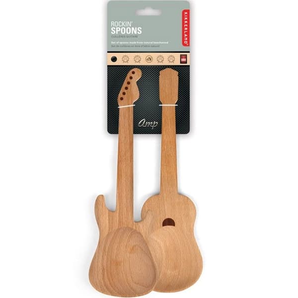 Salladservetter - Gitarr - Trä - 2 stycken - Naturlig - Ej diskmaskinssäker