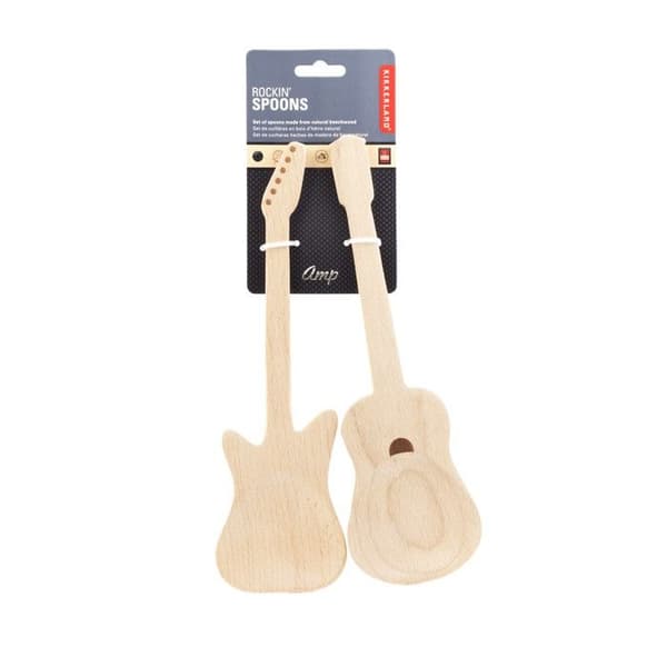 Salladservetter - Gitarr - Trä - 2 stycken - Naturlig - Ej diskmaskinssäker