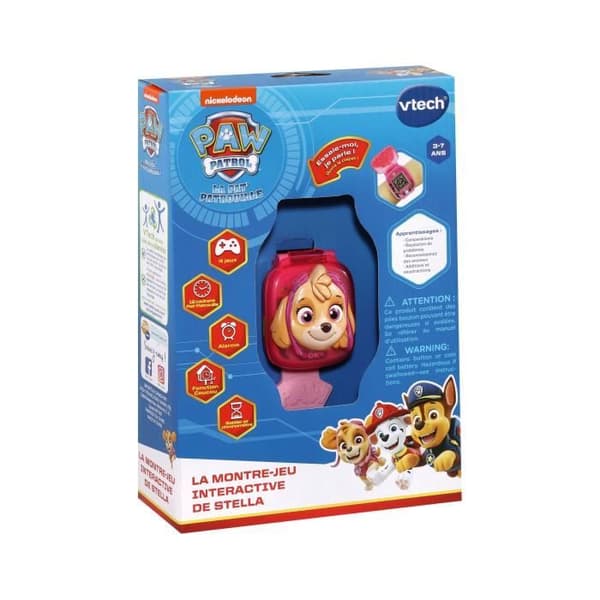 Stellas interaktiva spelklocka - VTECH - Paw Patrol - Animerad skärm - 4 spel - 12 rattar - Rosa