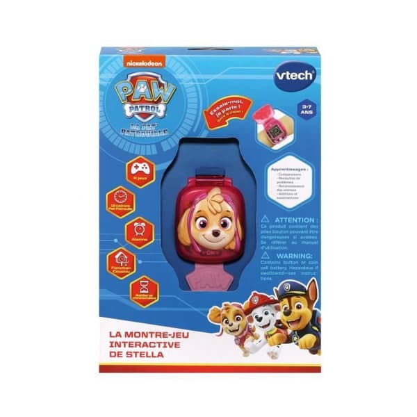 Stellas interaktiva spelklocka - VTECH - Paw Patrol - Animerad skärm - 4 spel - 12 rattar - Rosa