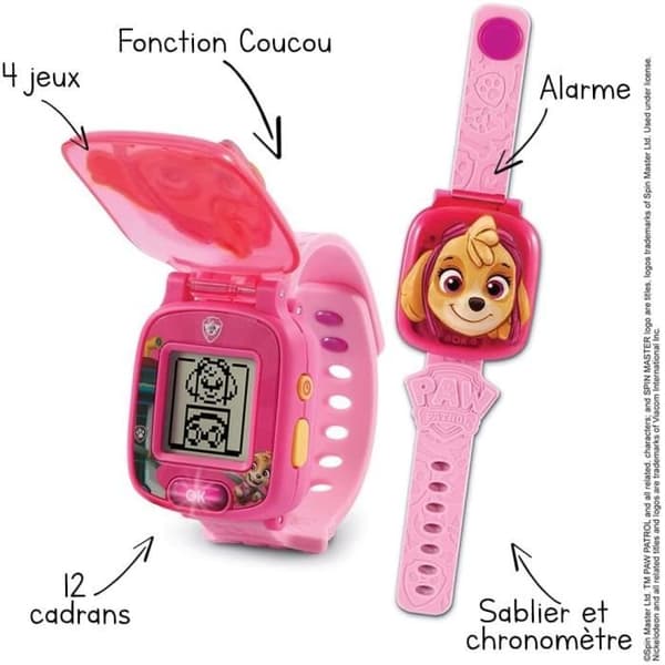 Stellas interaktiva spelklocka - VTECH - Paw Patrol - Animerad skärm - 4 spel - 12 rattar - Rosa