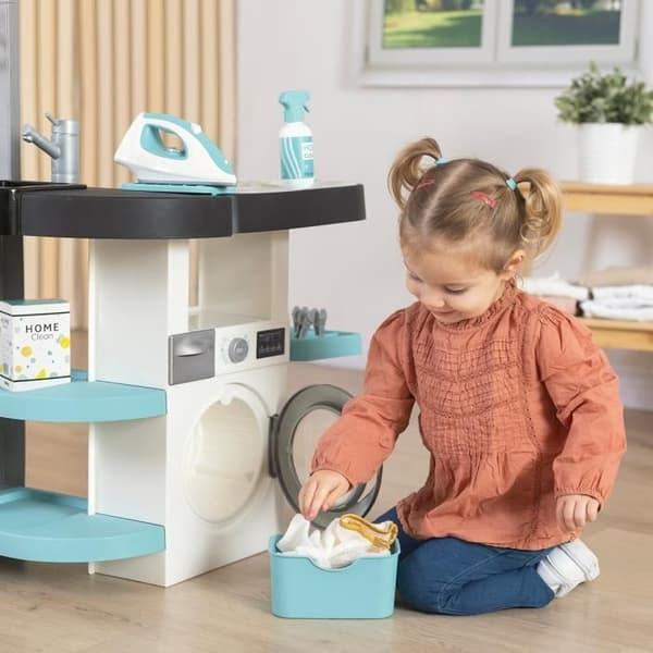Smoby - Rowenta - Lasten pyykkitupa - Jäljitelmäpeli - Realistiset äänet - 17 realistista lisävarustetta