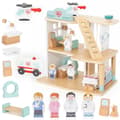 Miniatyrbillede 1 af 11: VIGA træhospital med ambulance og elevator – 15 dele