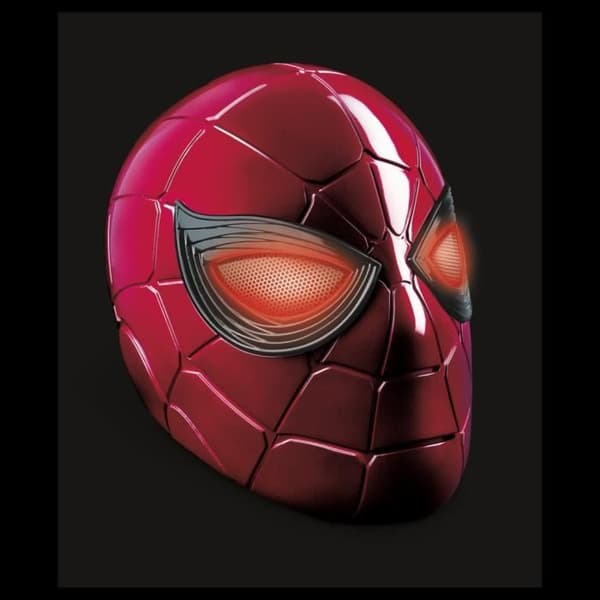 IronSpider elektronisk hjälm med ljusa ögon, 6 ljusstyrkainställningar och justerbar storlek, Marvel Legends Series Spider-Man- USED