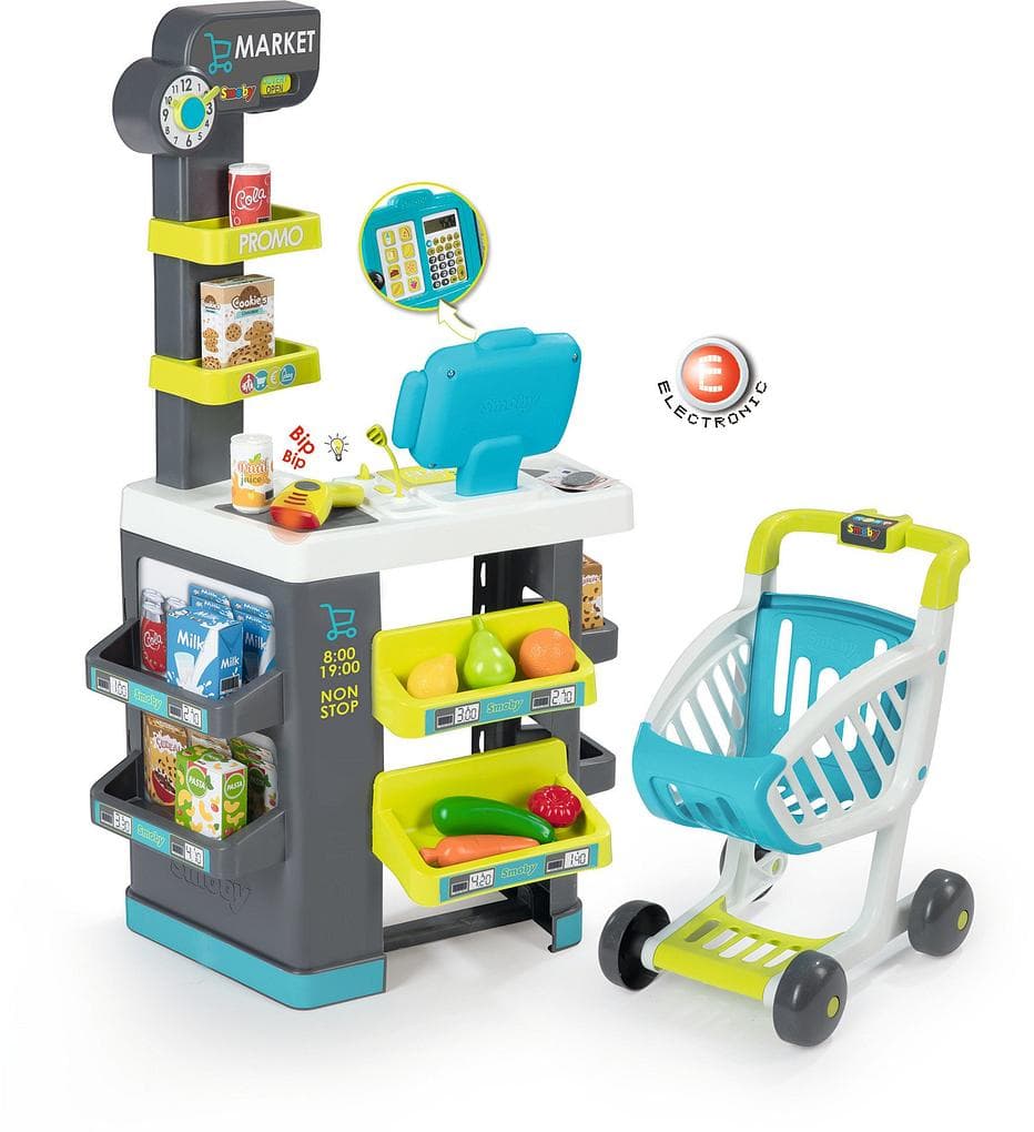 Smoby Market affär-lekset + tillbehör & kundvagn
