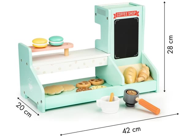 Trælegetøjsbutik - konditori - 42,5x20x28 cm - mint