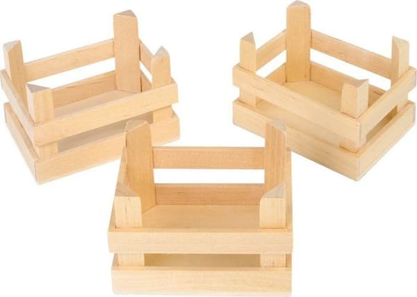 Set med 3 små trälådor för handlare