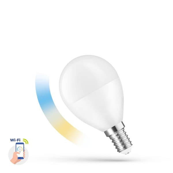 Spectrum LED dimbar LED-lampa 5W E14 boll Wi-Fi SMART CCT WOJ14414
