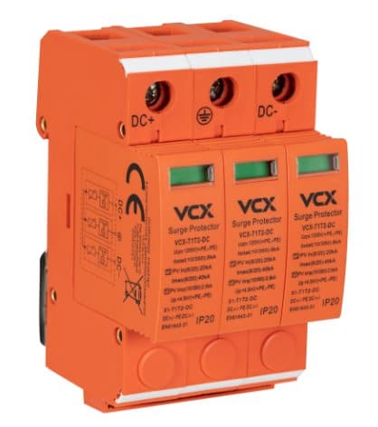 Aurinkosähköinen DC ylijännitesuoja luokka B+C 3P (T1+T2) 1200V 5kA