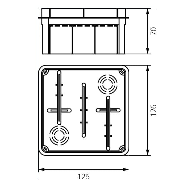 Infälld box pp/t 5 126x126x70