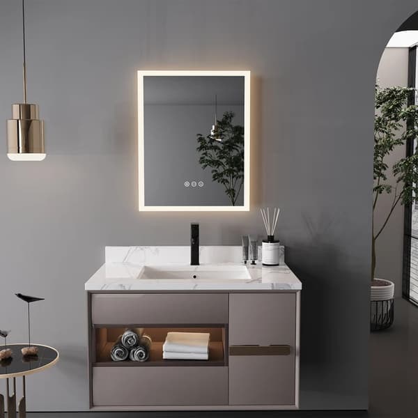LED Badeværelsesspejl, Smart Touch Knap, Hukommelsesfunktion, 16x20 tommer