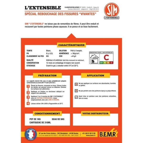SIM Sim Akrylfiberspackel Utdragbar - 1 kg