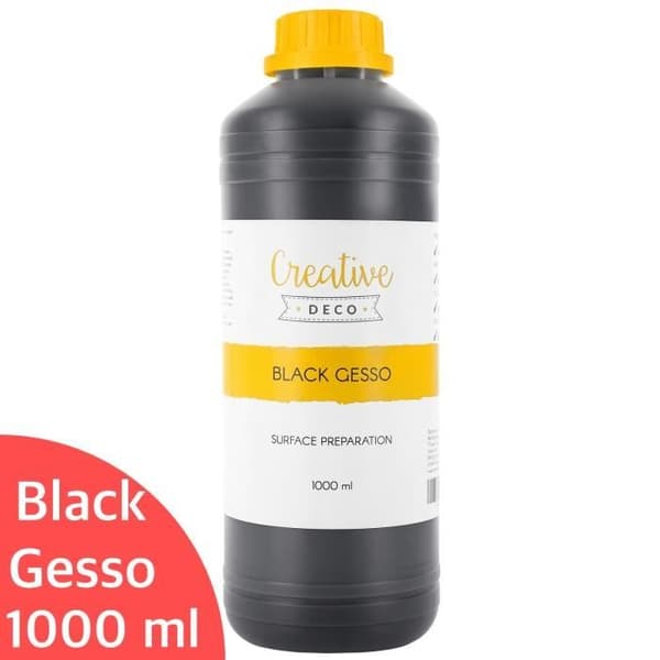 Creative Deco Black Acrylic Gesso Additive | 1L | Underlag | Primer och flytande beredning av akrylfärg