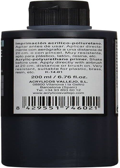Appret - gesso - marmorpulver Vallejo - VJ74602 - Appret för modell - 200 ml - Polyuretan - Svart färg