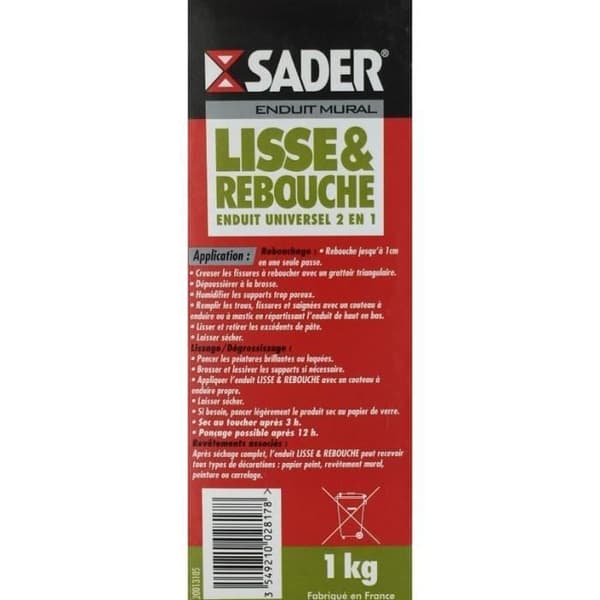 Allmän beläggning - SADER - 1 kg - Pulvret - Reparering upp till 1 cm - Inomhus