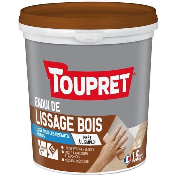 TOUPRET Träutjämnande pastabeläggning - Interiör och exteriör - 1,5 kg - Vit