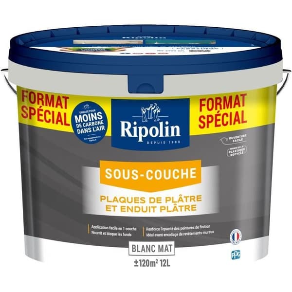 Grundfärg gipsplatta - RIPOLIN - 290380 - Vit - Matt - 12 L