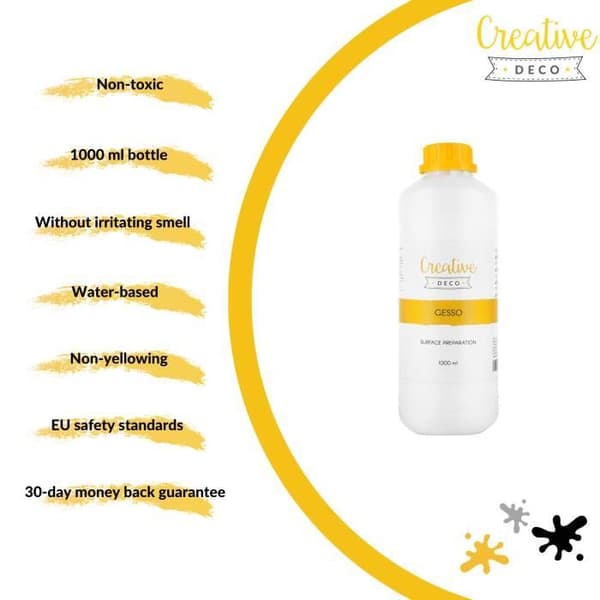 Creative Deco White Acrylic Gesso Additive | 1L | Underrock | Primer och flytande beredning av akrylfärg