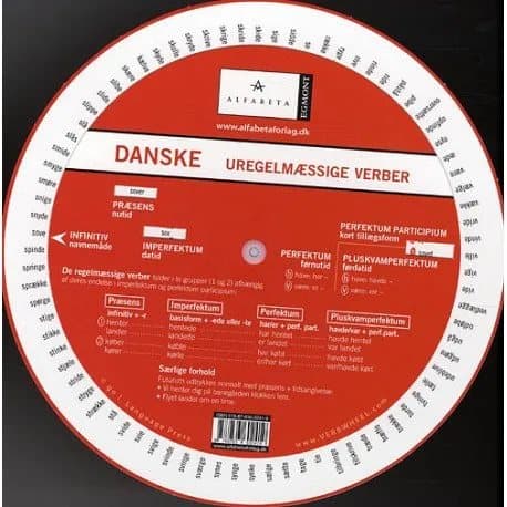 Tanskan kieliopin pyörä, epäsäännölliset verbit | Go! Language Press | Kieli: Tanska