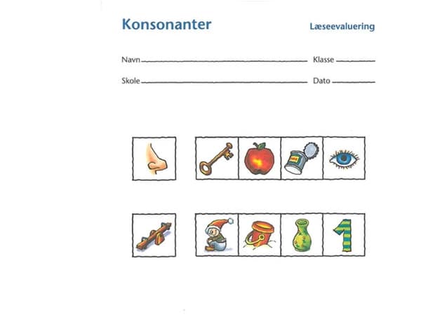 Läsvärdering, konsonanter av 10 stycken | Ina Borstrøm, Dorthe Klint Petersen | Språk: Danska
