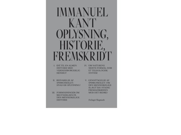 Valistus, historia, edistys | Immanuel Kant | Kieli: Tanska