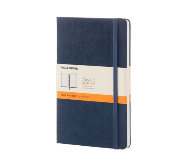 Moleskine Classic, Monokromatiskt, Blå, 240 ark, 70 g/m ^, Linjerat papper, Inbunden