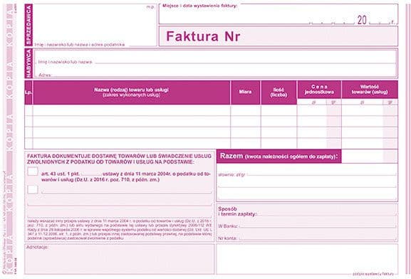 Michalczyk & Prokop Invoice for tax exempt activities A5 198-3E (WIKR-927699) |